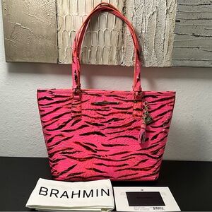 Brahmin Medium Asher PINK FELINE MELBOURNE Tote Shoulder Bag W/Eyes